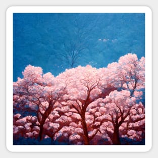 Cherry trees in bloom– warmed by a brazier blossom-gazing Sticker